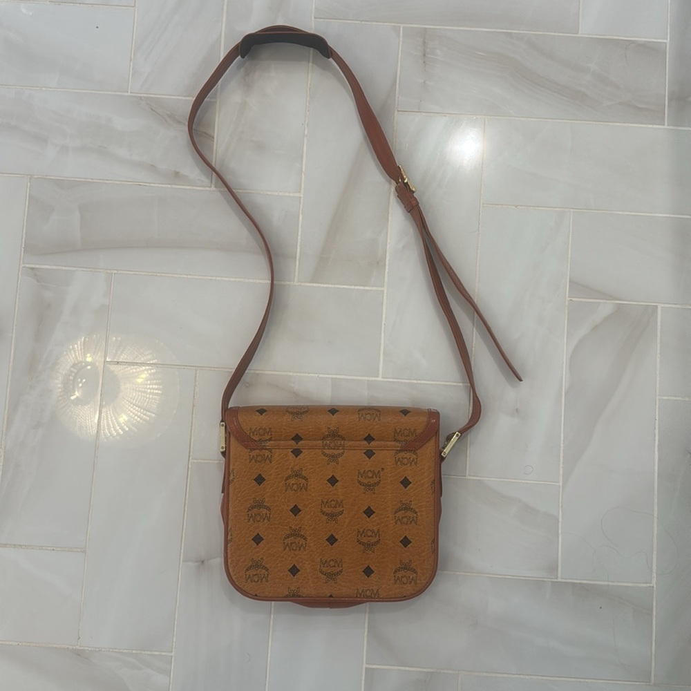 MCM Cognac Brown Monogram Crossbody Bag - Picture 4 of 11